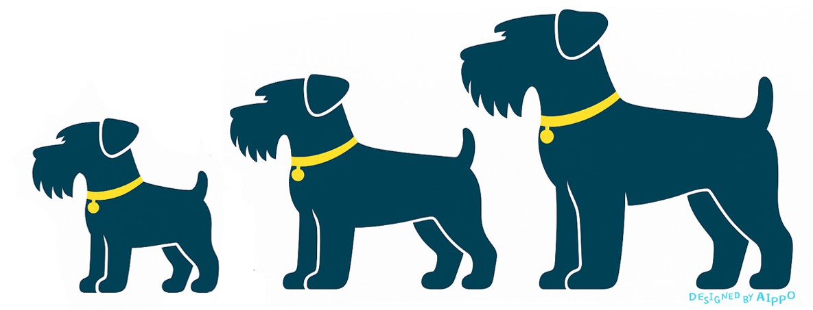 ミニチュア・シュナウザーのサイズ比較図