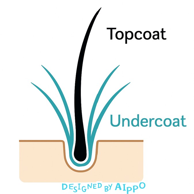 トップコートとアンダーコートの構造を示すダブルコートの図